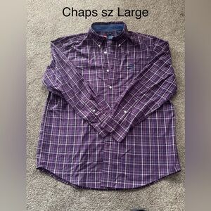 Chaps Men's Purple Checkered Shirt size LARGE